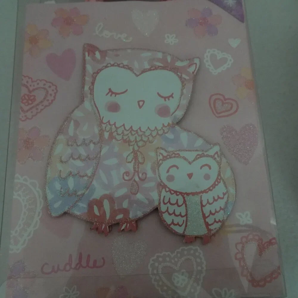 24 Punch Studio Pink Owl Gift Bags Glitter Hearts Birthday Party Loot Swag 7